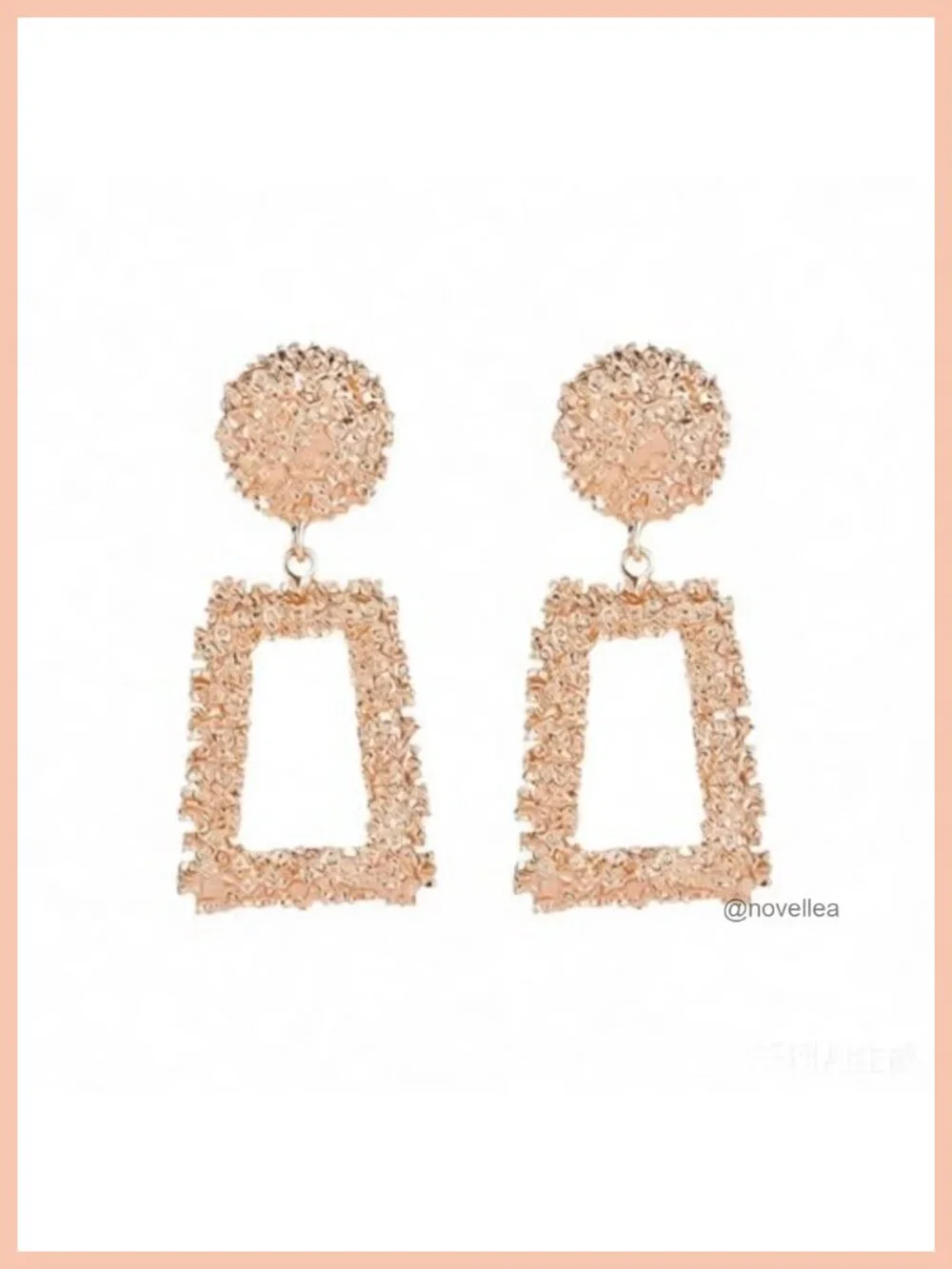 Matte Gold Trapezoid Dangle Earrings Textured Relief Geometric Statement Jewelry